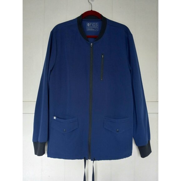 Figs Jacket Mens Medium Blue Scrubs Full Zip Bomber Technical Collection Nurse - Picture 2 of 15